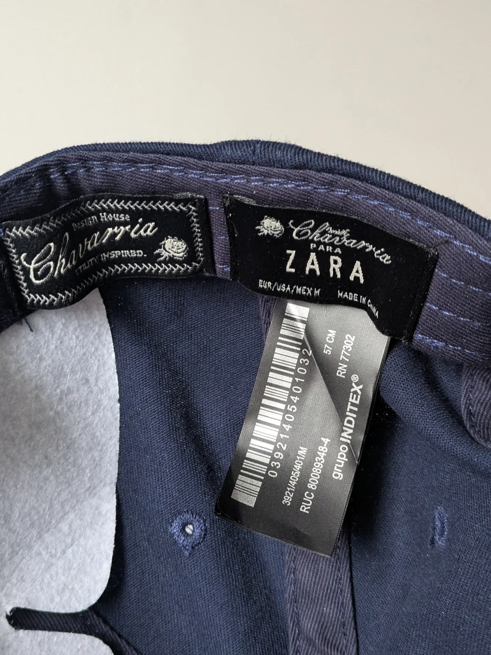 NWT WILLY CHAVARRIA Zara Navy and White Baseball Cap with Embroidered Labels - Picture 3 of 12